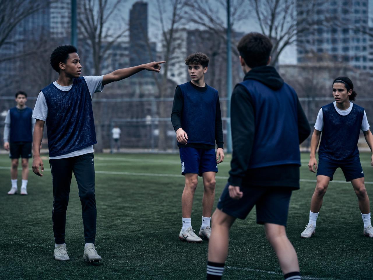 West Island FC Academy players communicating and positioning across the pitch