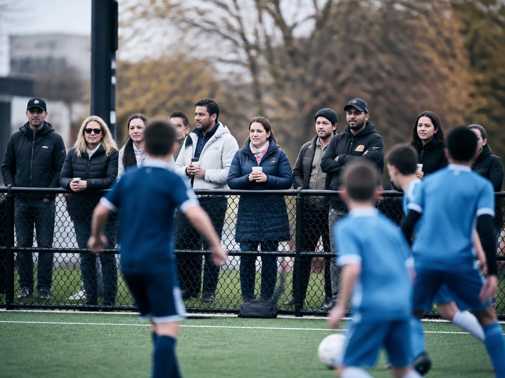 Parents watching from the sideline at a West Island FC Academy training session