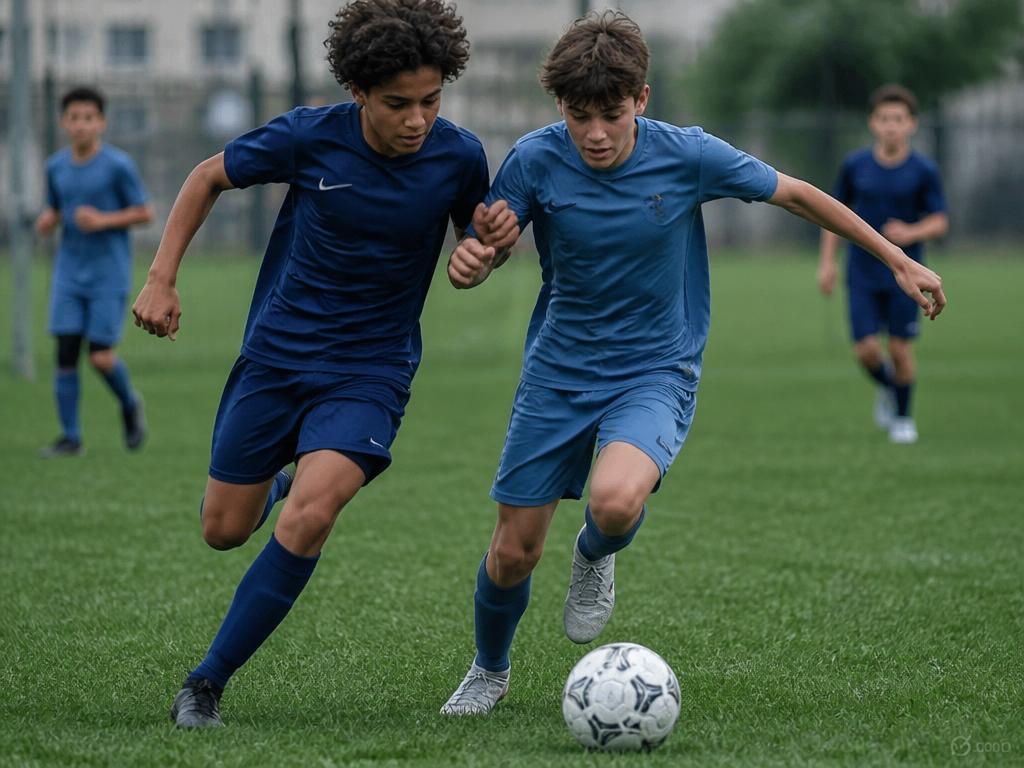 West Island FC Academy youth players contesting the ball on match day