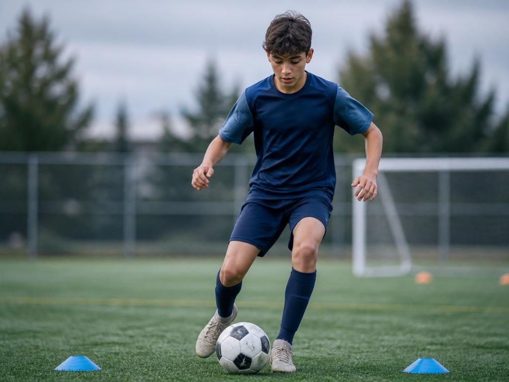 West Island FC Academy player in a technical footwork training drill